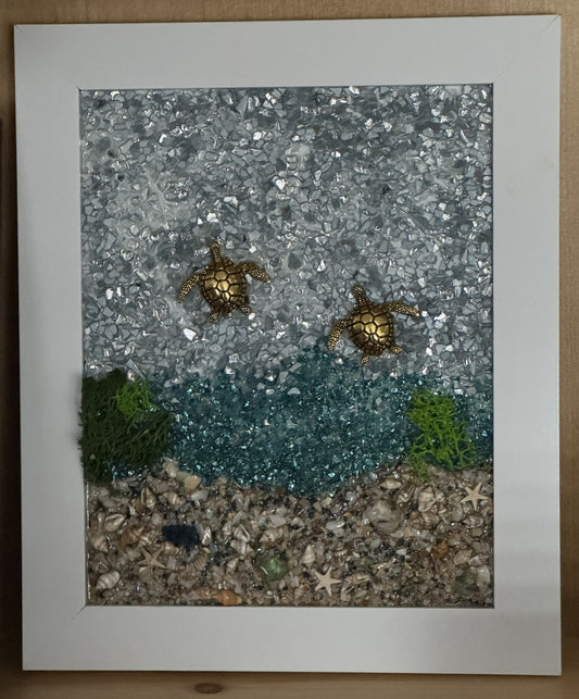 Golden turtles swimming the oceans,