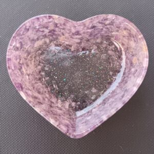 Heart Trinket Dish (Clear with Purple)