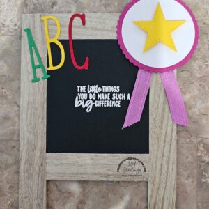 Chalkboard Easel with Purple and Pink Ribbon (The little things) Thank-you Greeting Card