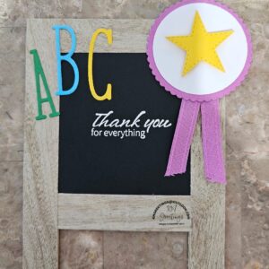 Chalkboard Easel with Purple Ribbon (Thank-you for everything) Greeting Card